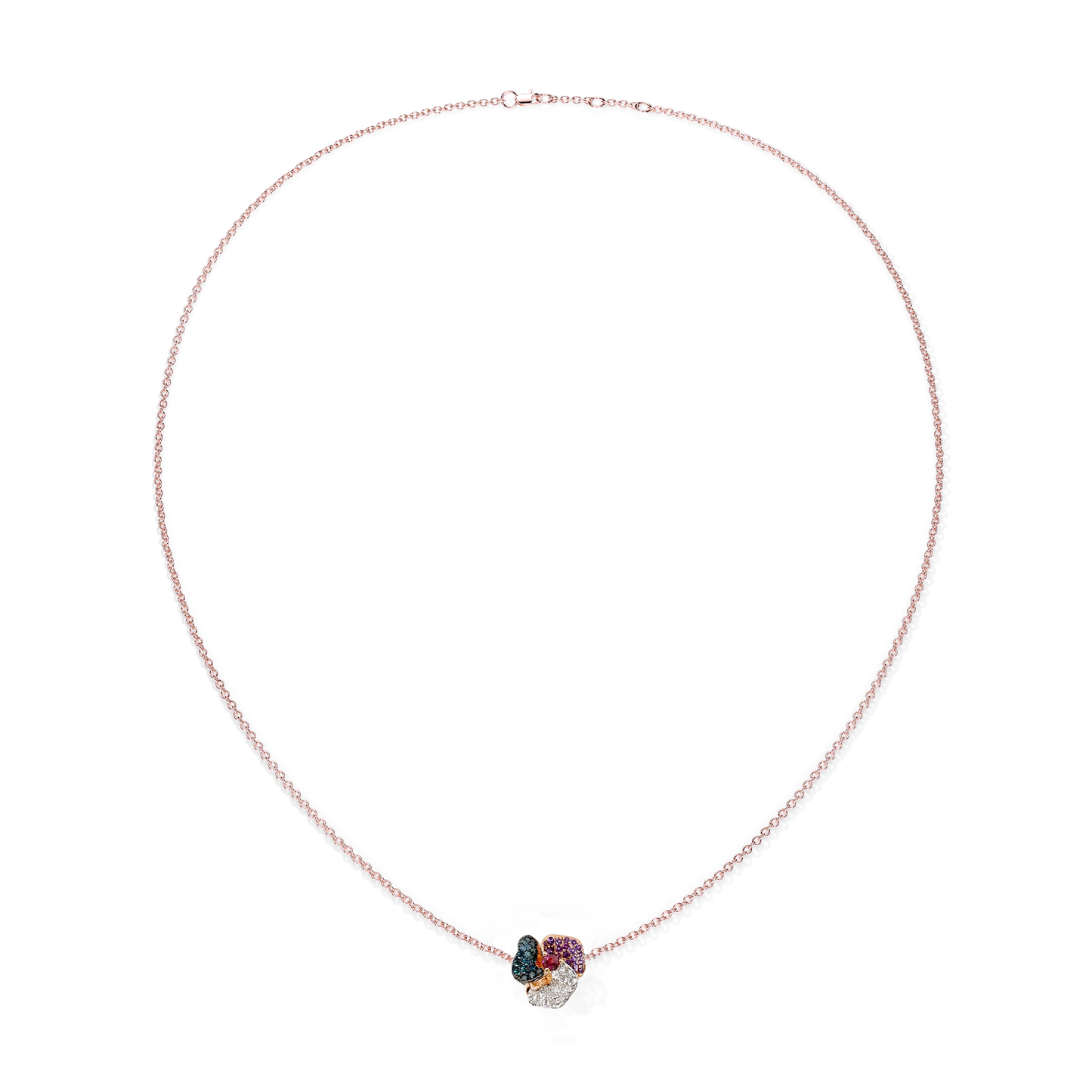 Bloom Mini Pink Gold necklace in purple, Blue and White