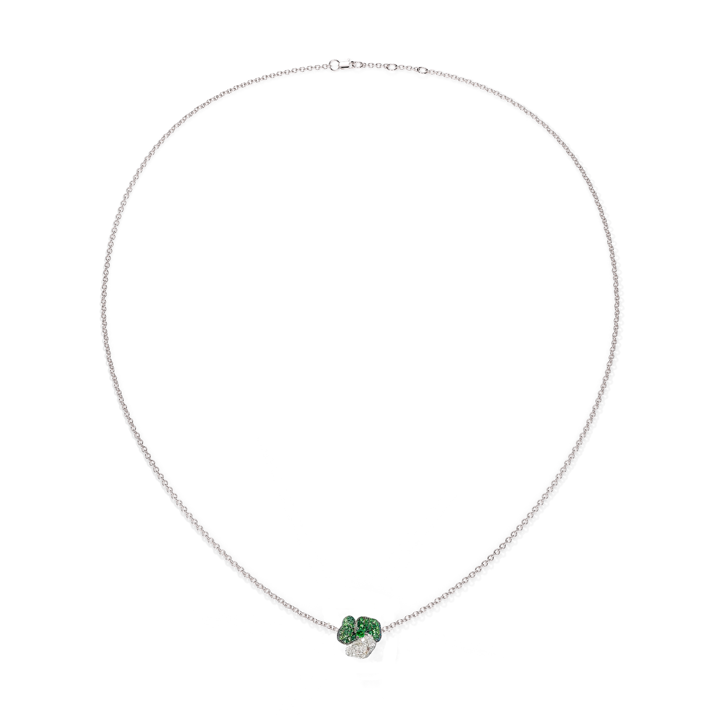 Bloom Mini White Gold necklace In Dark Green & Light Green