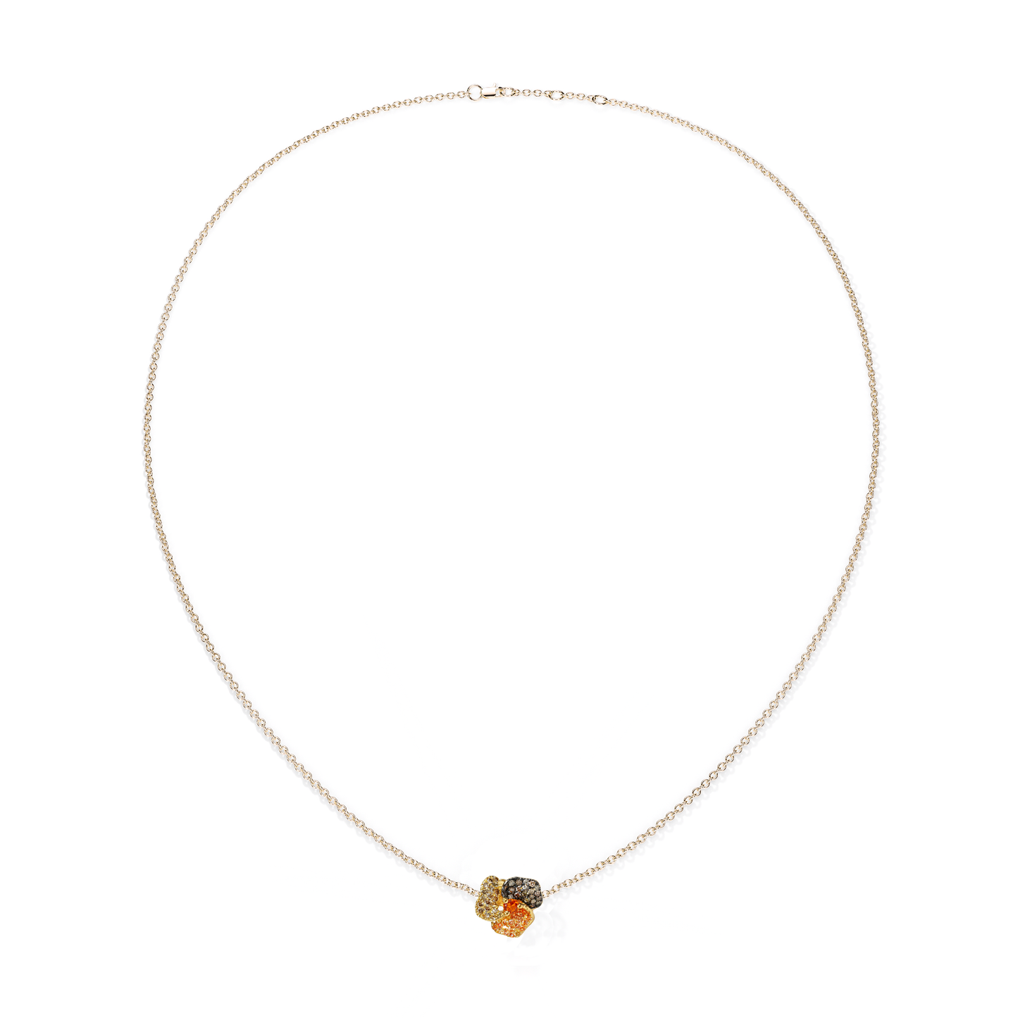 Bloom MINI Yellow Gold necklace In Brown & Orange