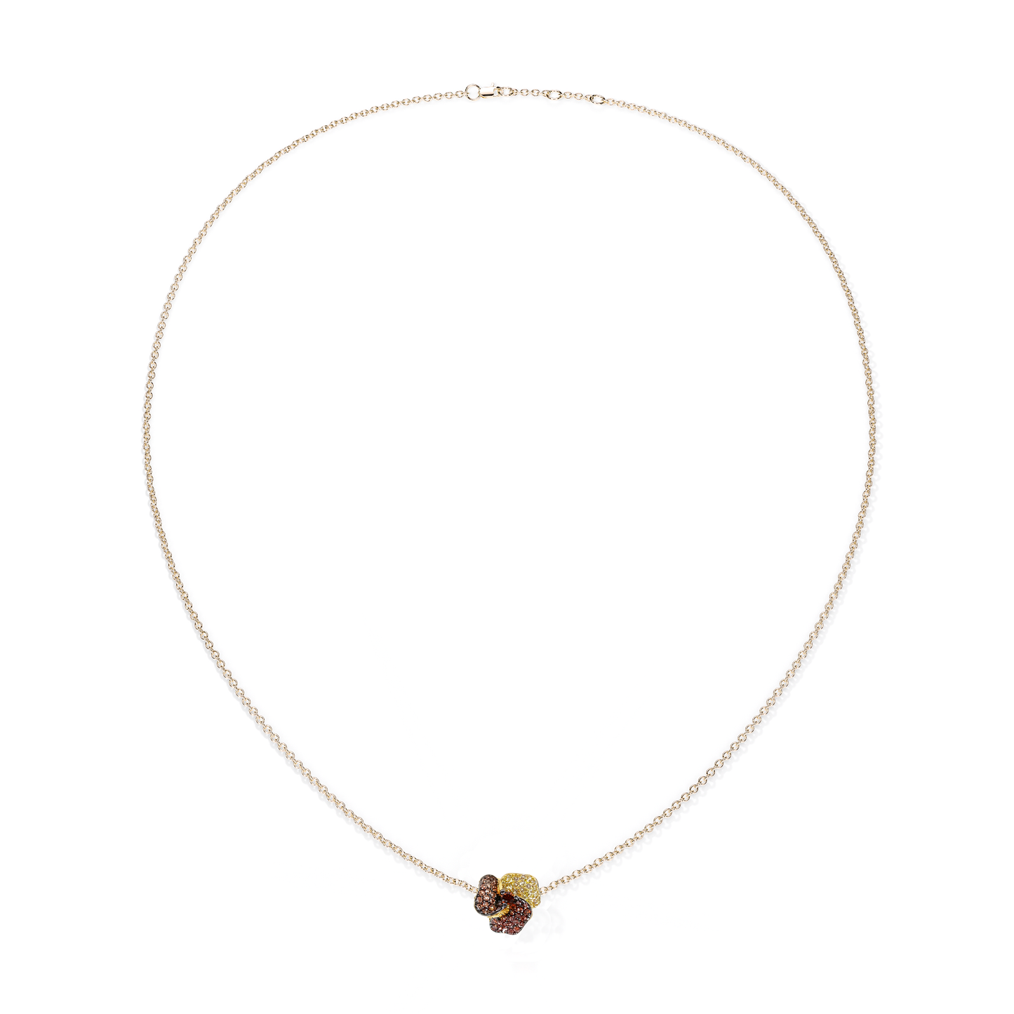 Bloom Mini Yellow Gold necklace In Yellow, Orange And Red