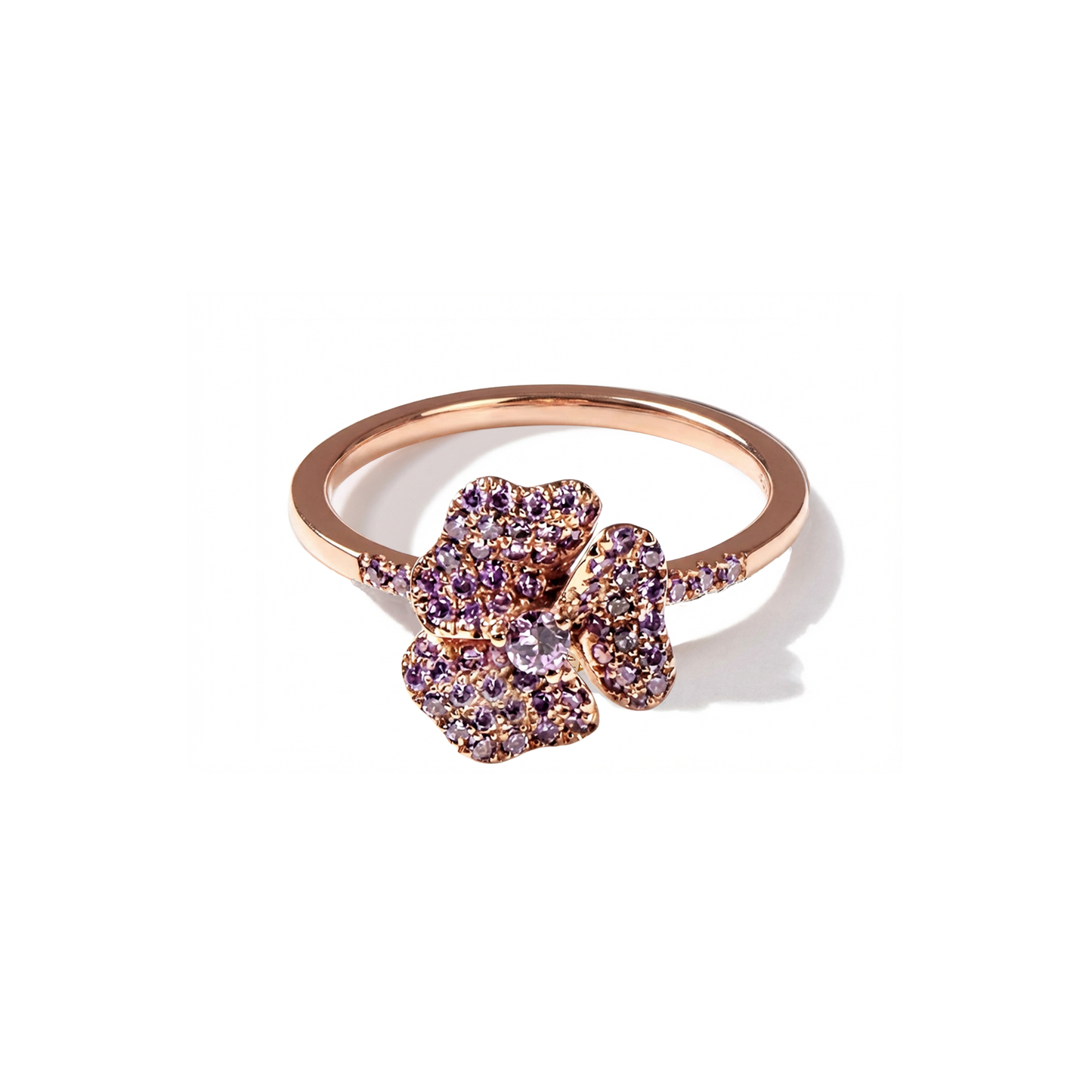 Bloom Mini Flower Pink Gold Amethyst Ring