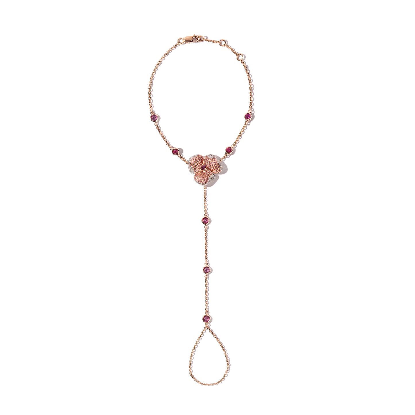 Bloom Small Pink Gold Hand Bracelet in White and Light Pink