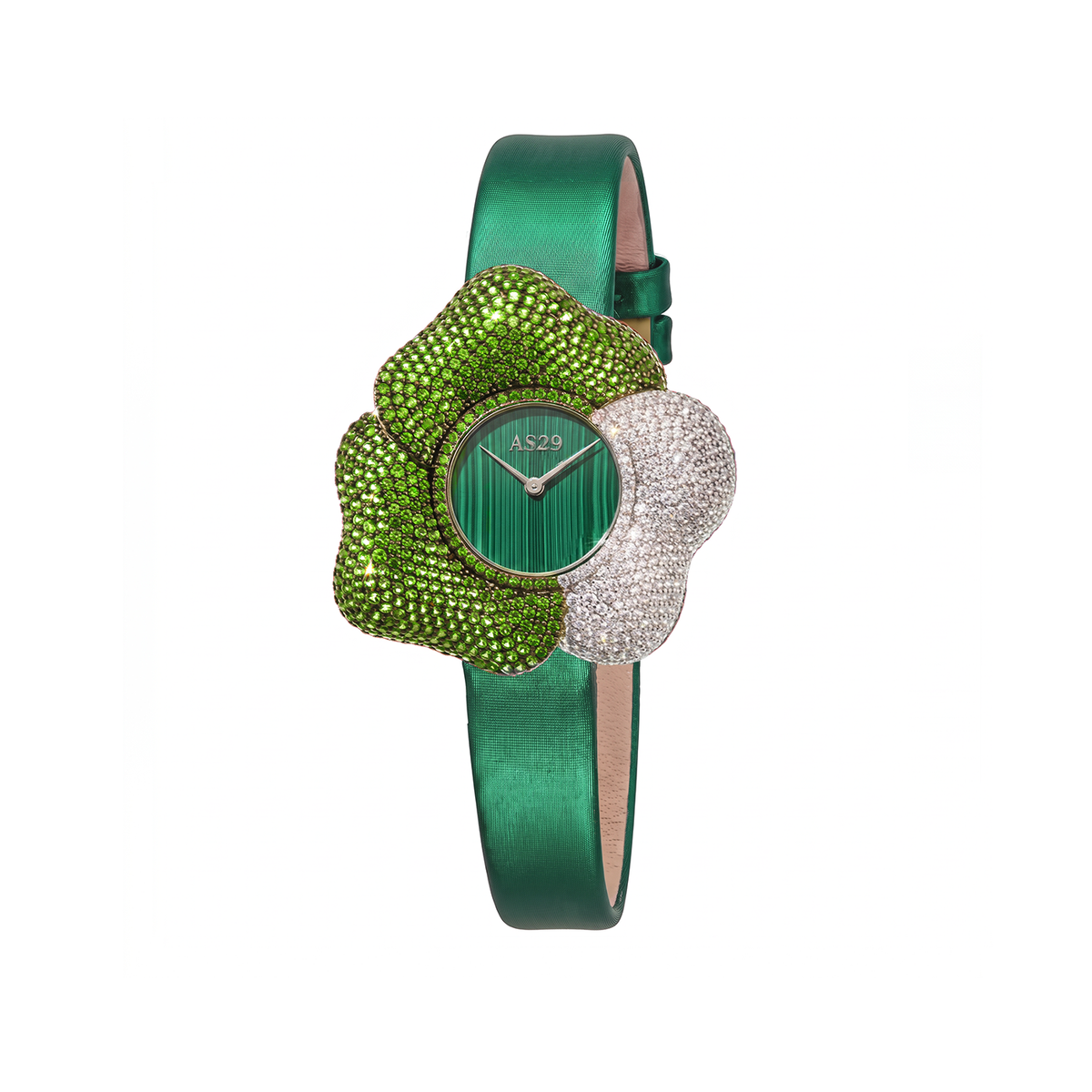 BLOOM White and Green WATCH with MALACHITE DIAL