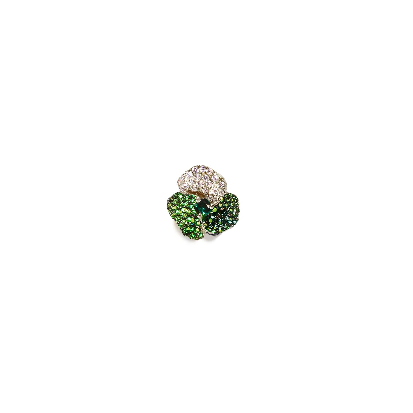 Bloom MiniWhite Gold Ear Cuff in White and Green