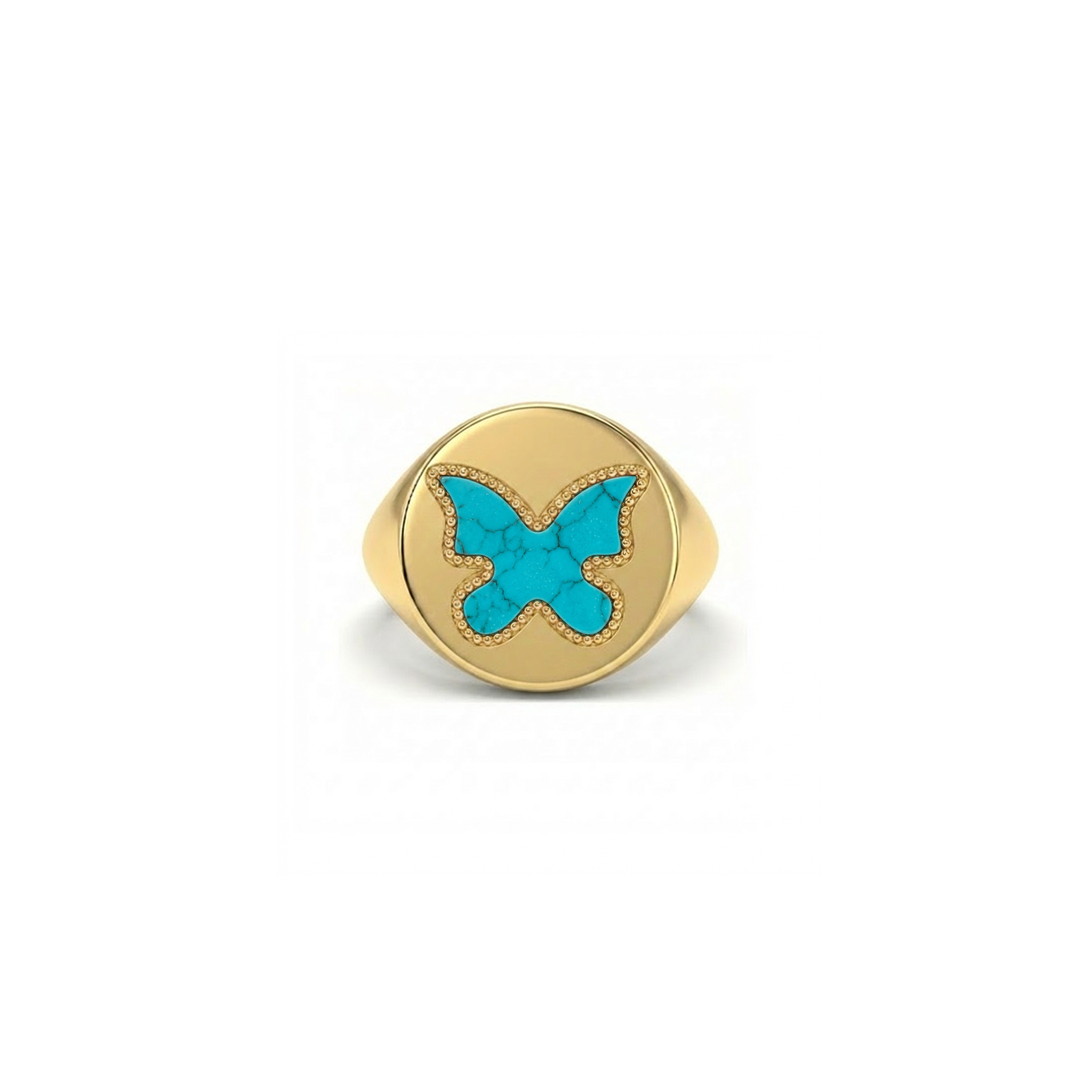 Butterfly Ring Turqouise Signet