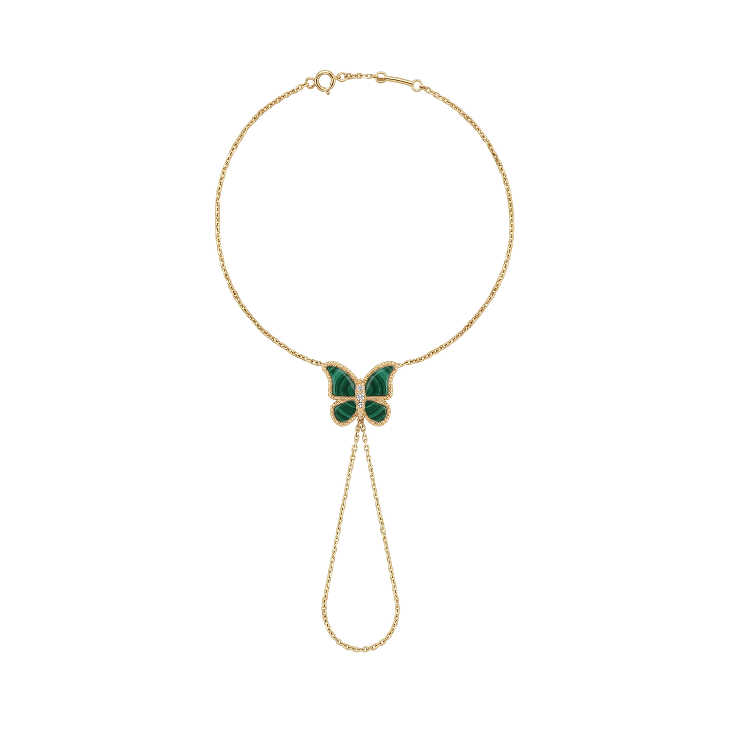 Butterfly Hand Bracelet Malachite