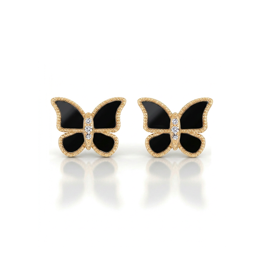 Butterfly Earrings Black Onyx Small