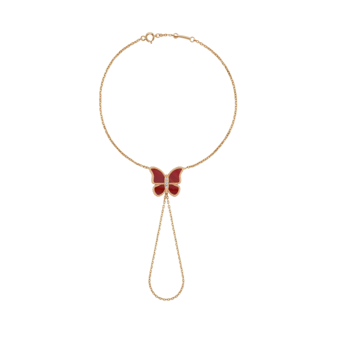 Butterfly Hand Bracelet Red Coral