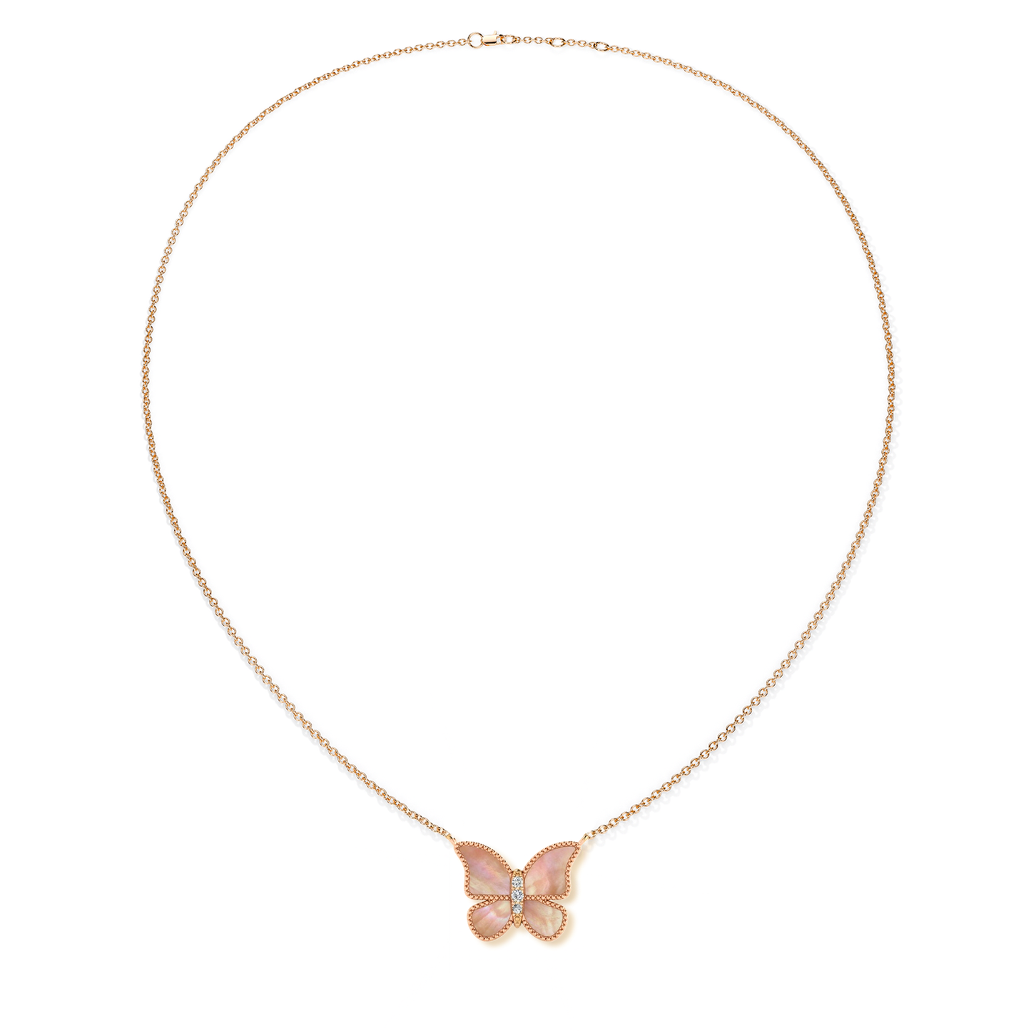 MOP Pink Large Butterfly Necklace
