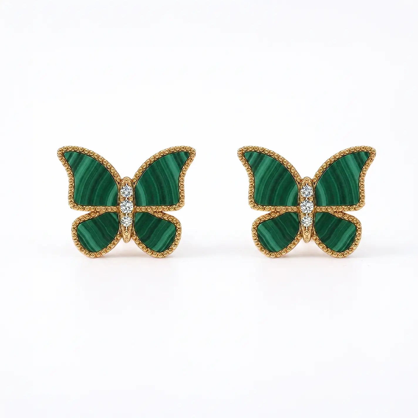 Butterfly Earrings Malachite Large