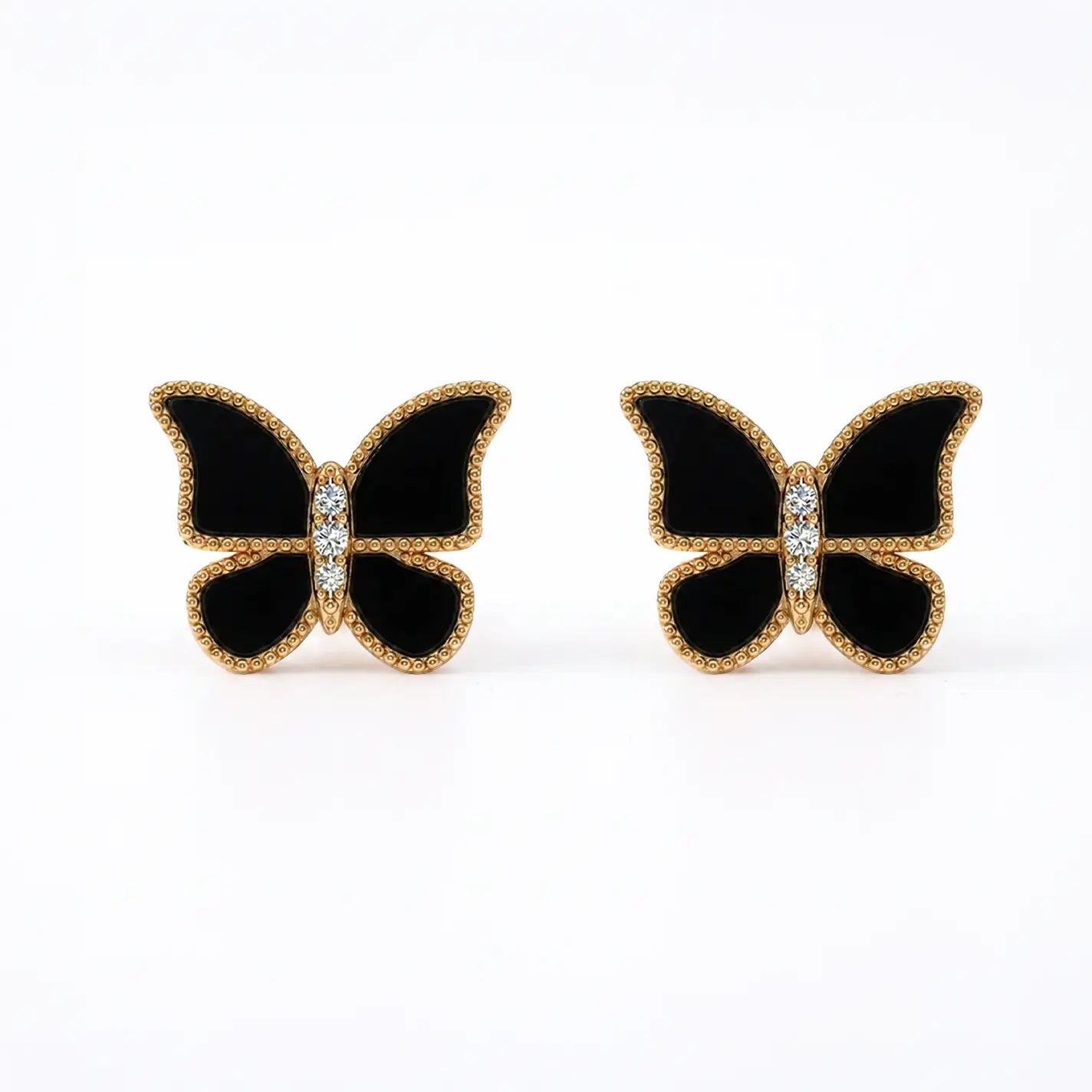 Butterfly Earrings Black Onyx Large