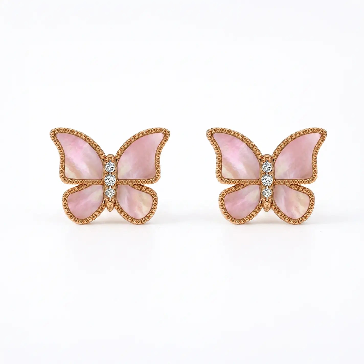 Butterfly Earrings MOP Pink Large