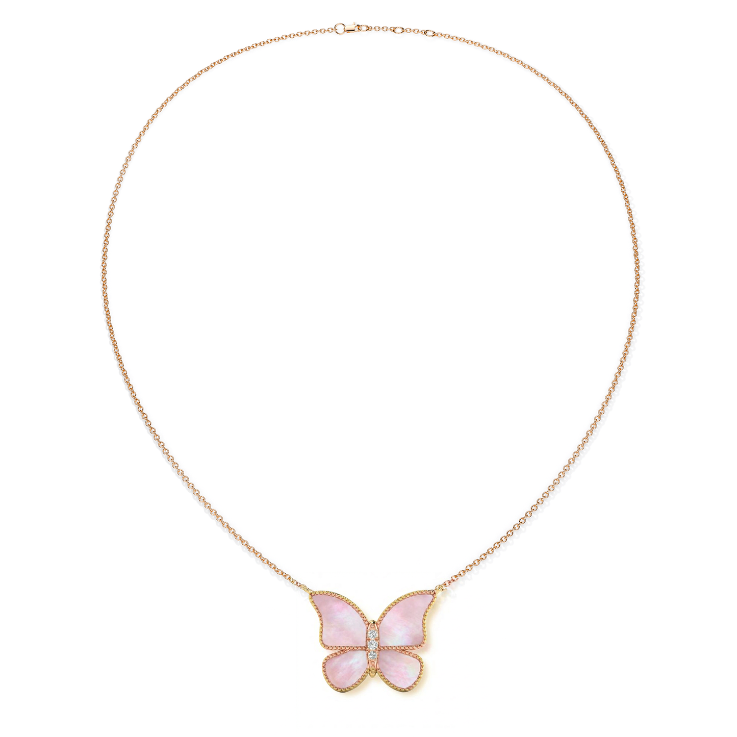 MOP Pink Extra Large Butterfly Necklace