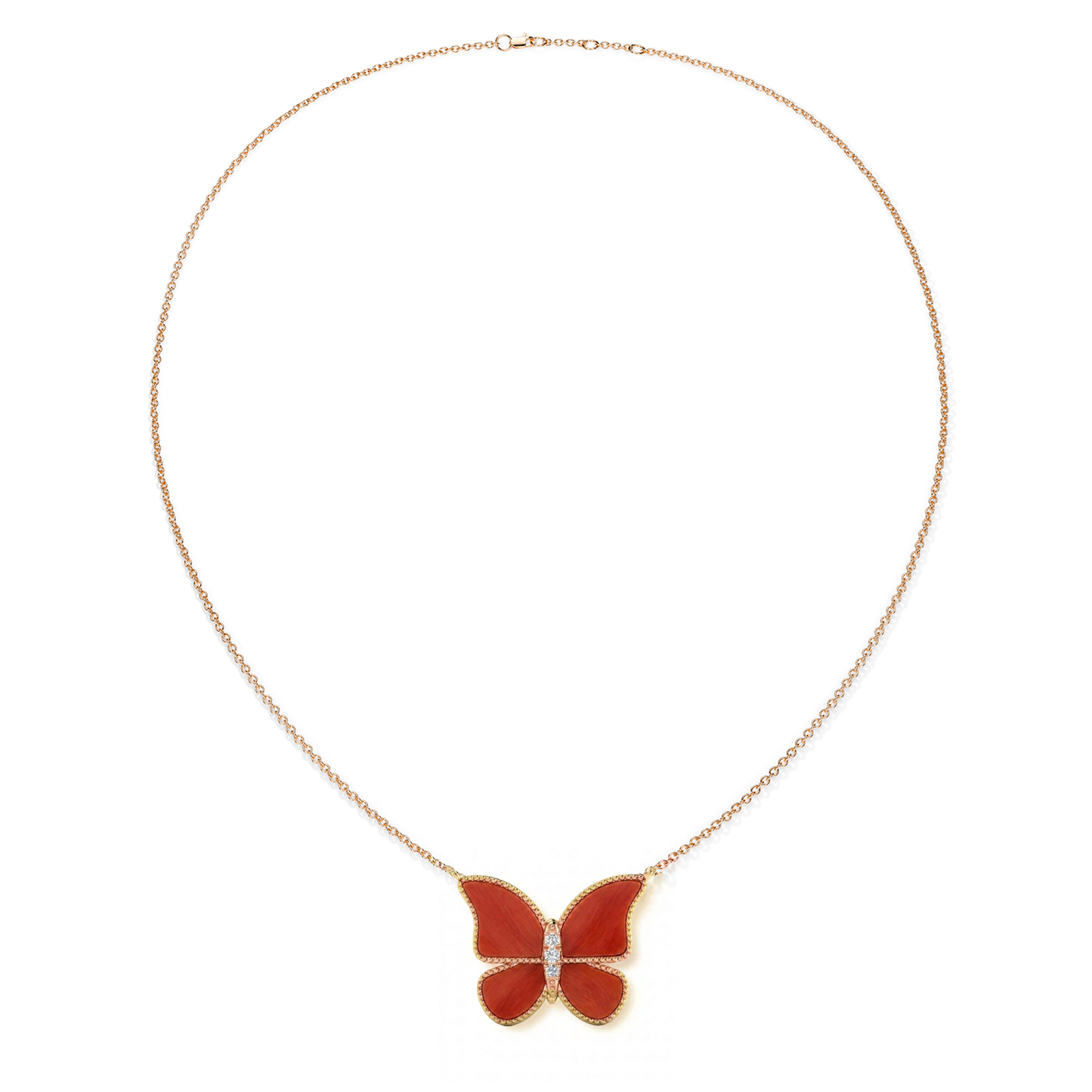 Red Coral Extra Large Butterfly Necklace