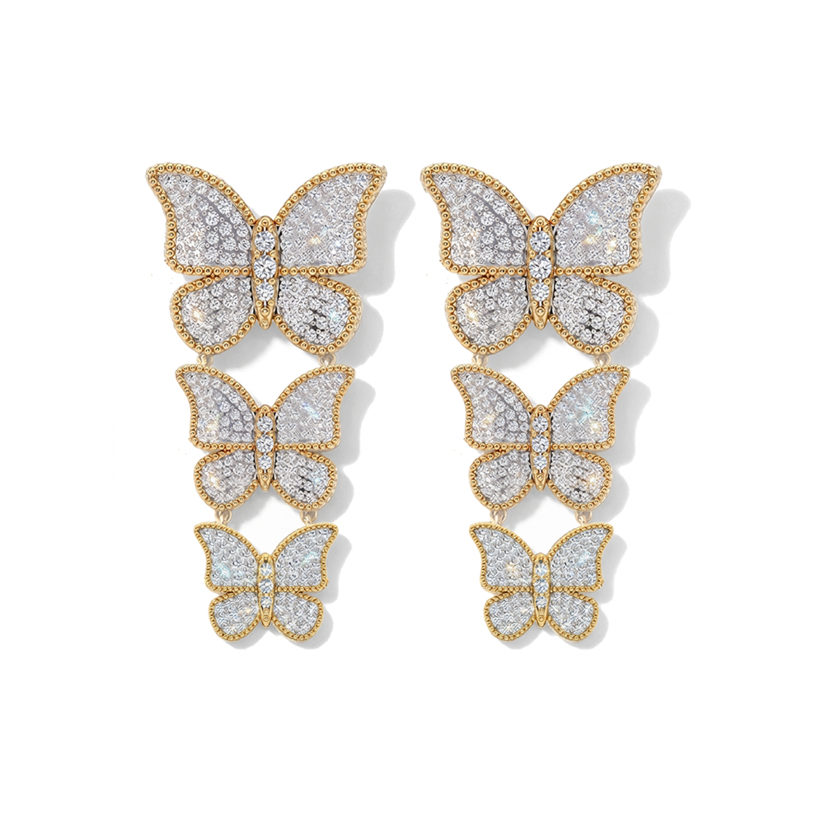 Butterfly Long Earrings Pave