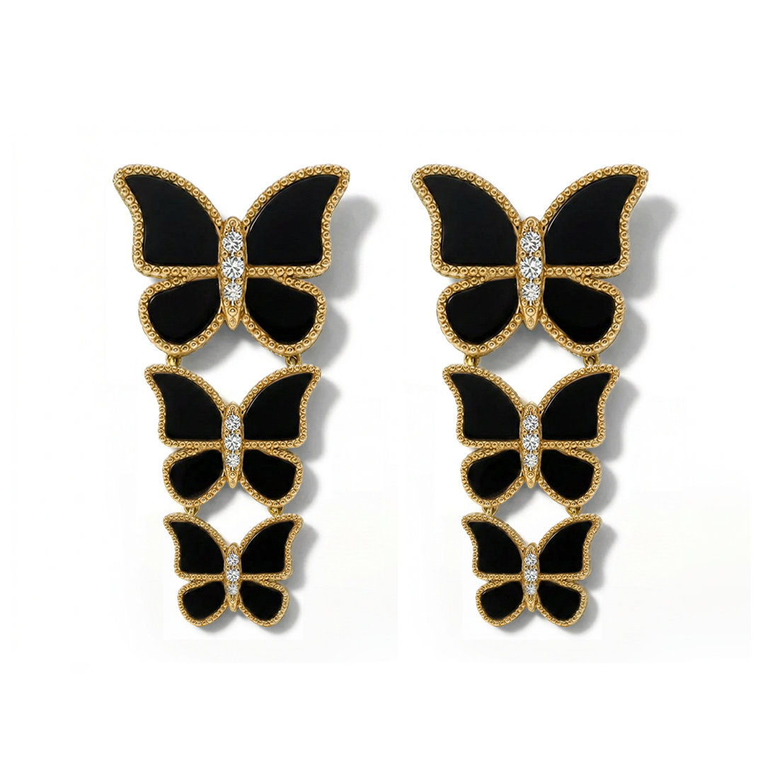 Butterfly Long Earring Black Onyx