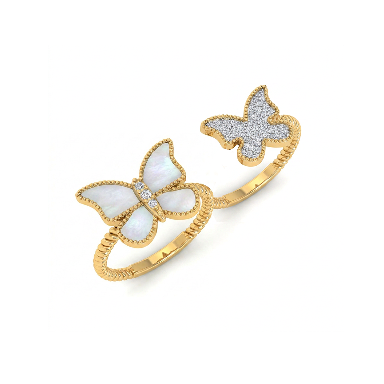 Butterfly Double Finger Ring MOP