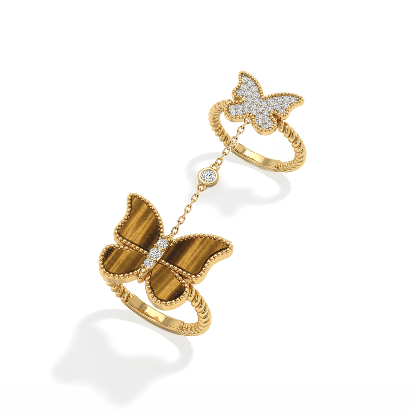 Butterfly Double Ring Tiger Eye