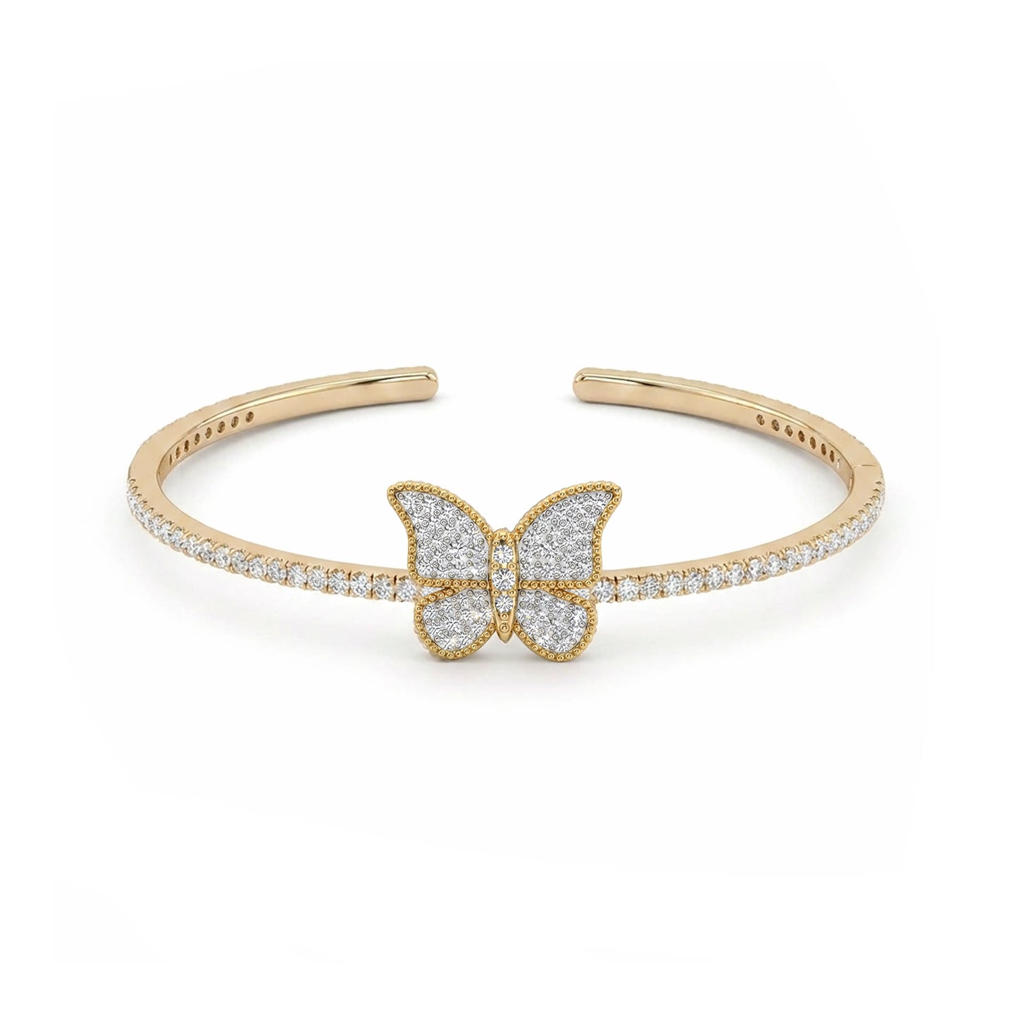 Butterfly Hand Bangle Pave Gold Small