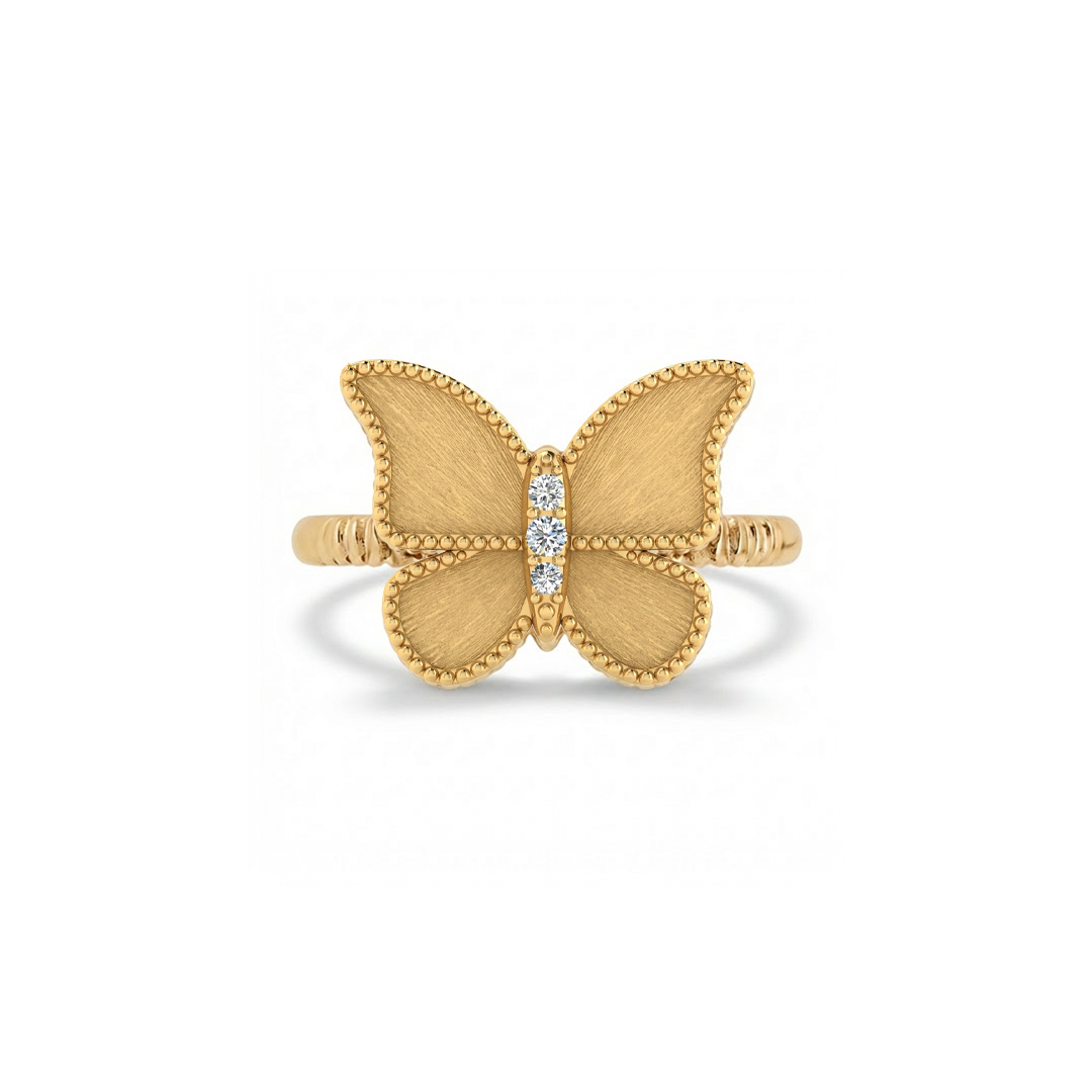 Butterfly Ring Brushed Gold Small