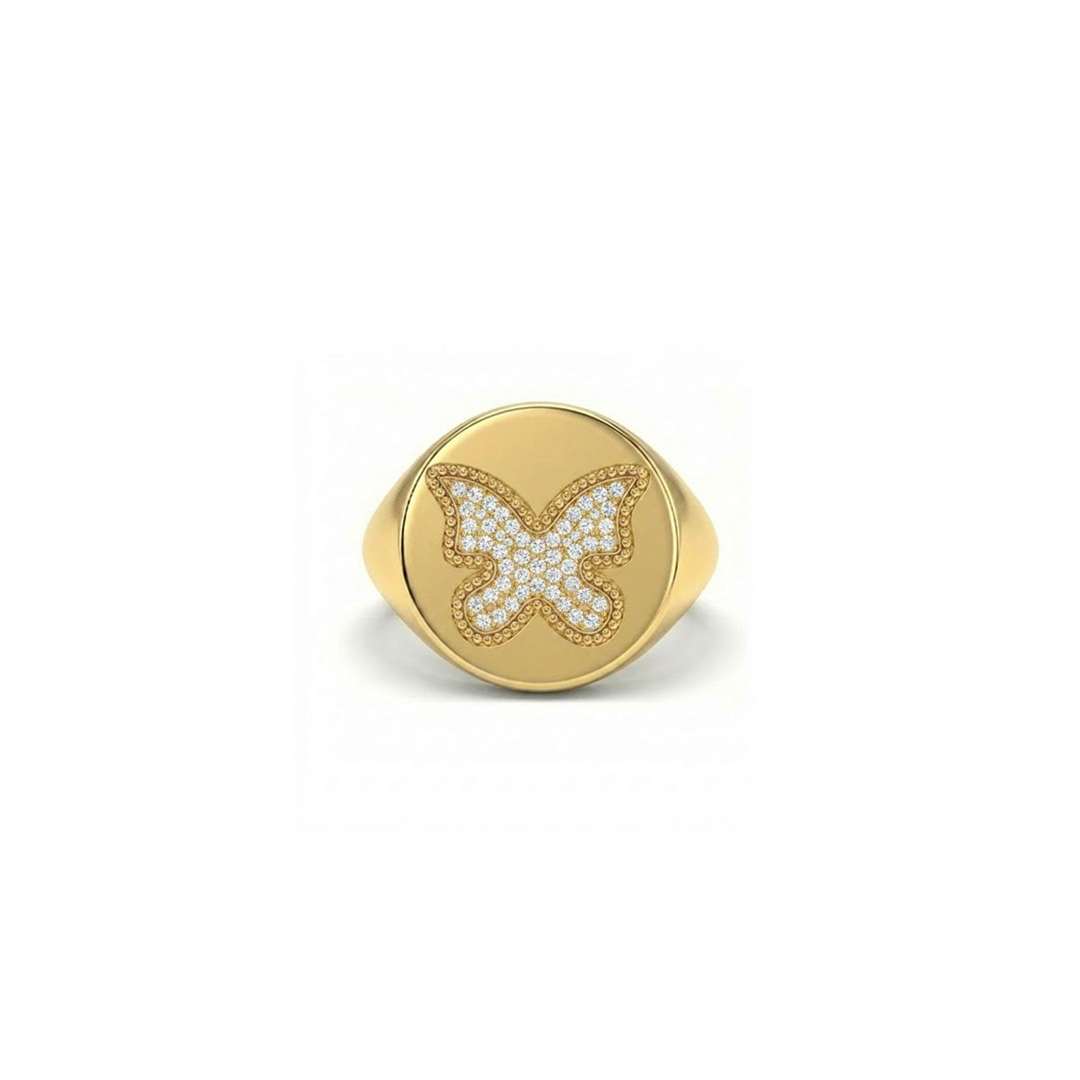 Butterfly Ring Pave Signet