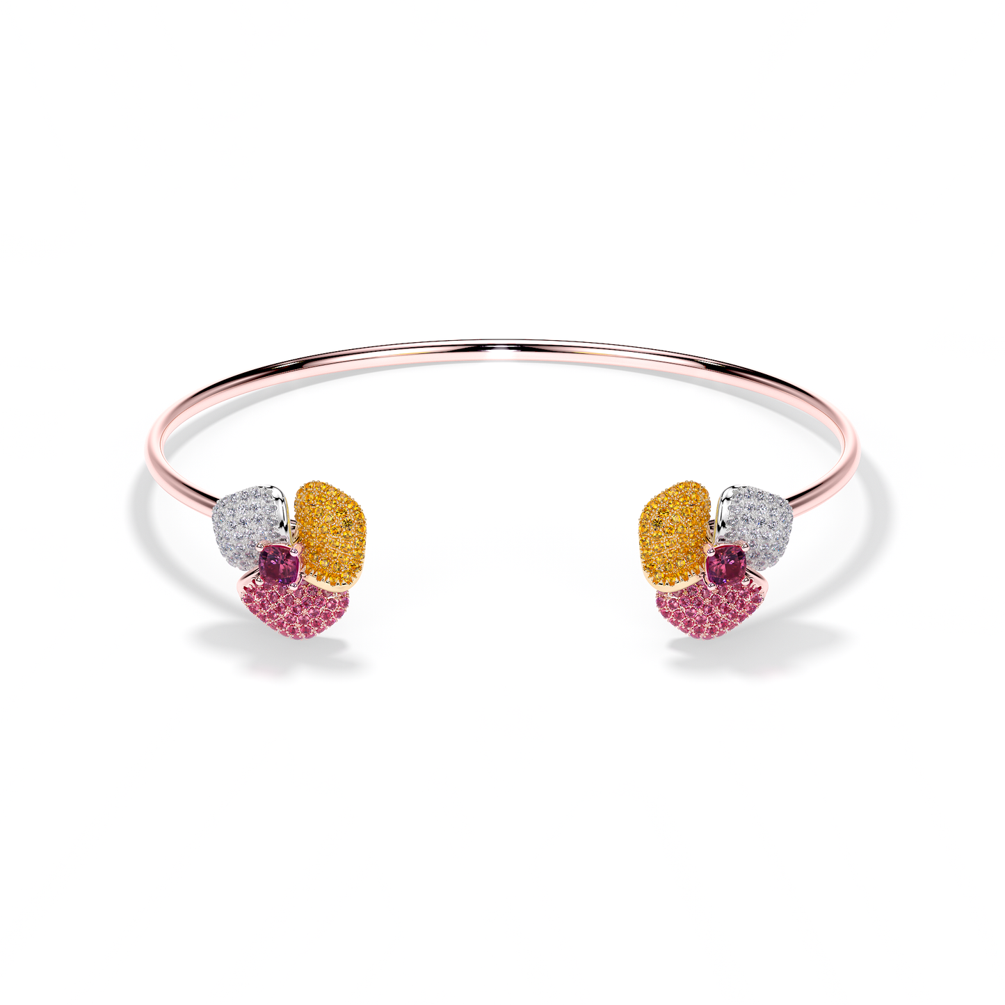 Bloom Small Pink Gold bangles in Dark Pink , Orange Sapphire and White