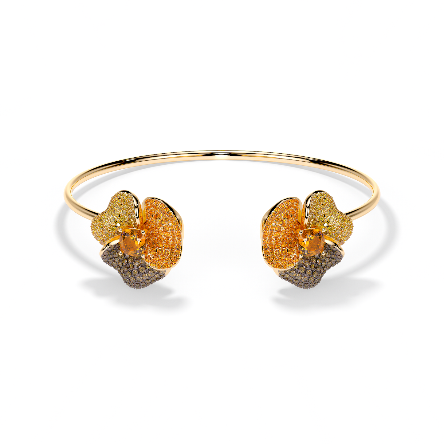 Bloom Madium Yellow Gold bangle In Brown & Orange