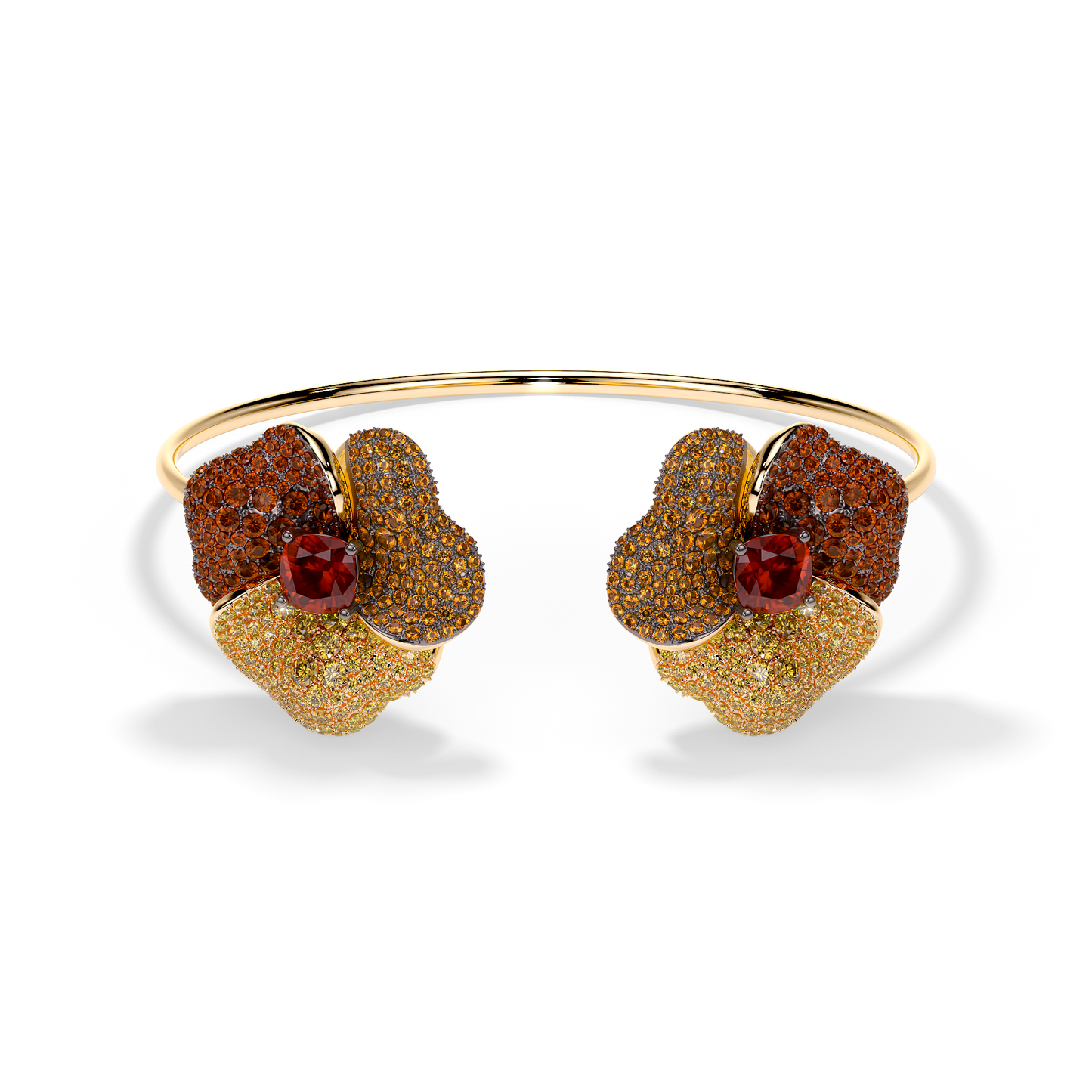Bloom Large Yellow Gold bangle In Yellow, Orange And Red