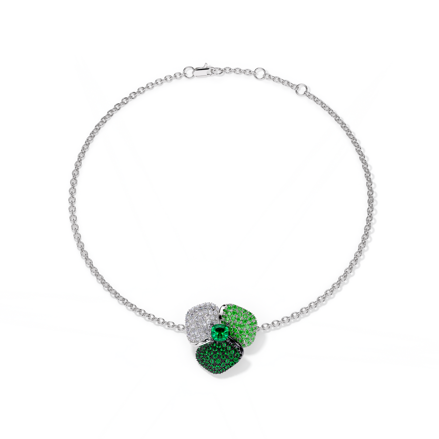Bloom Small White Gold bracelet In Dark Green &Light Green