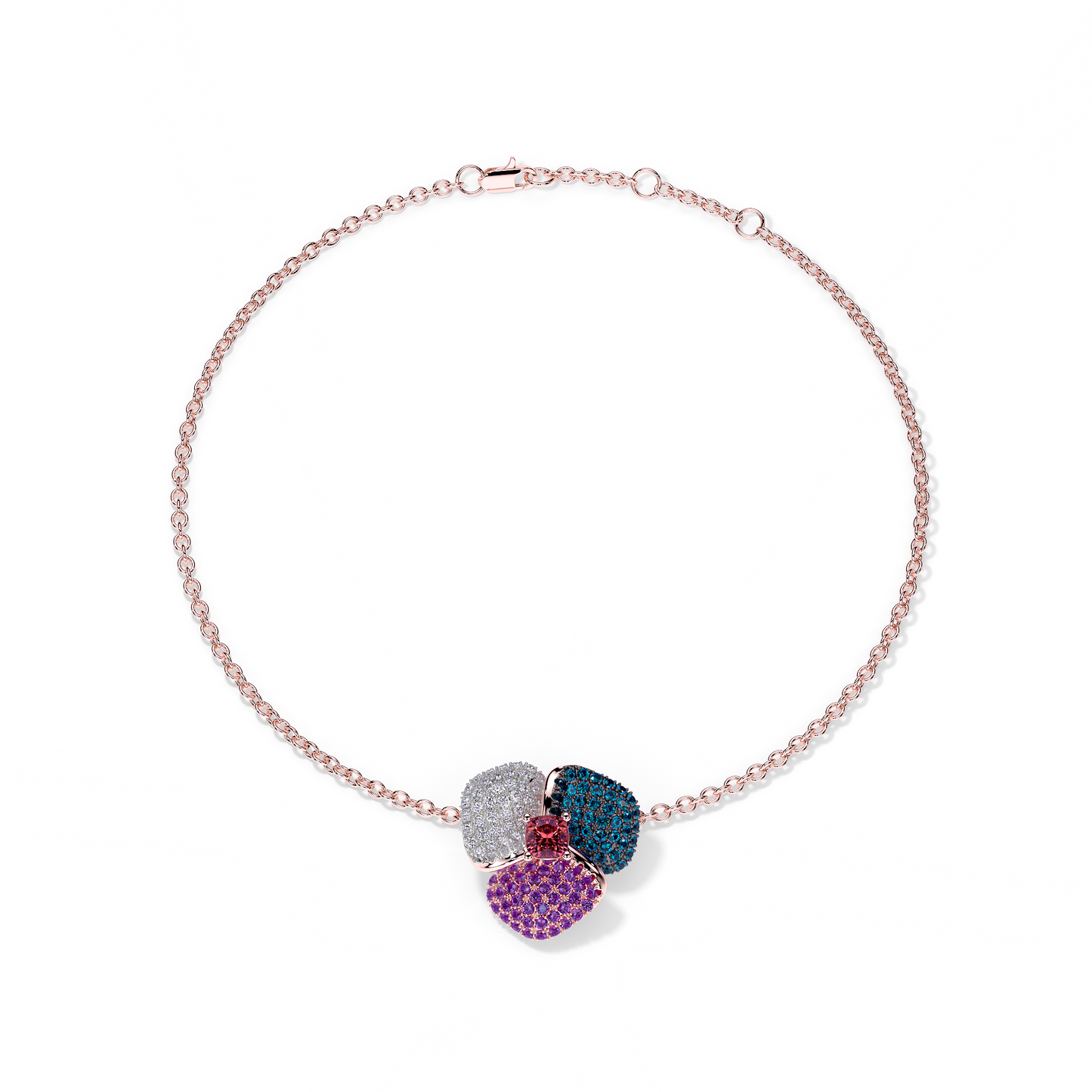 Bloom Small Pink Gold bracelet in purple, Blue and White