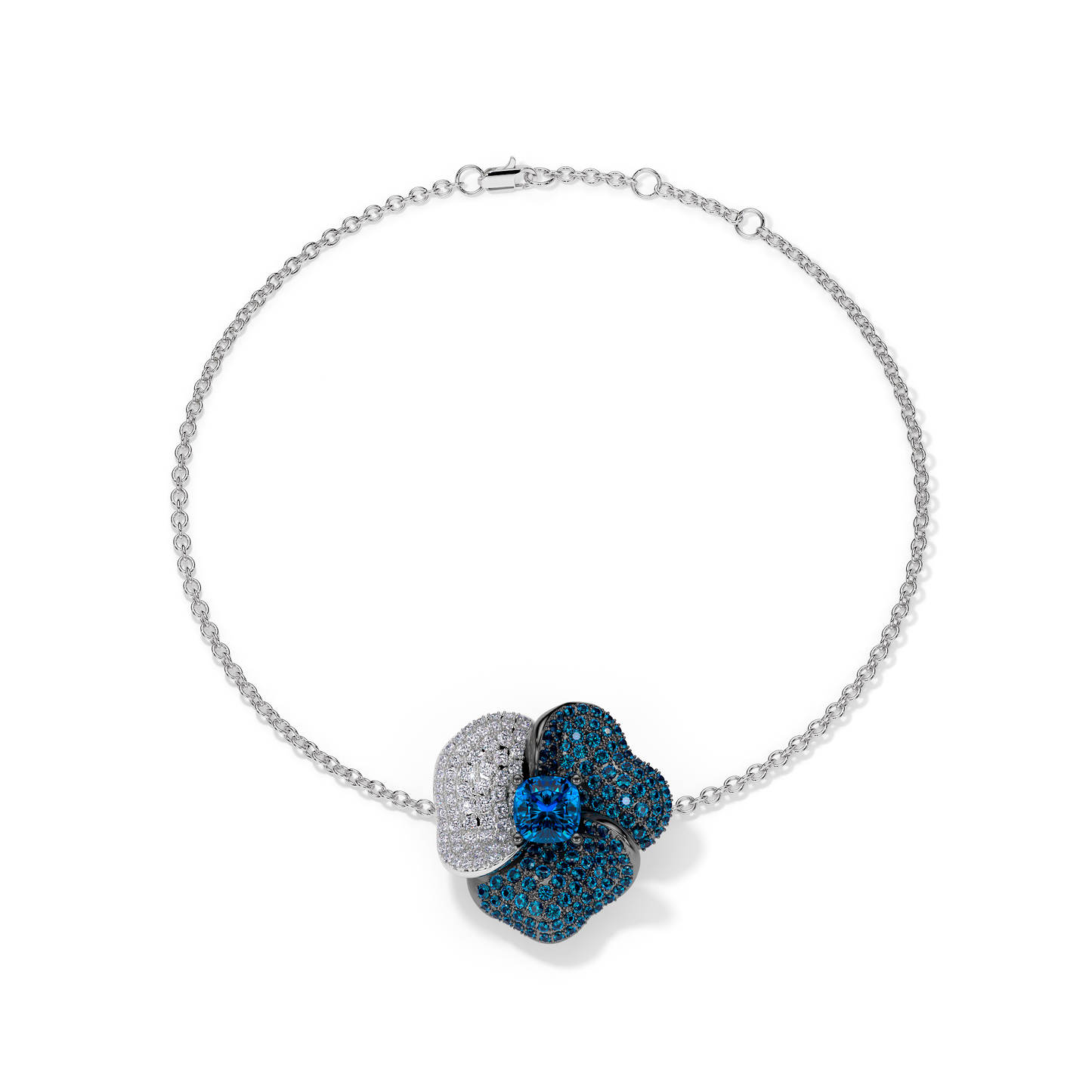 Bloom Medium White Gold bracelet in Blue and White