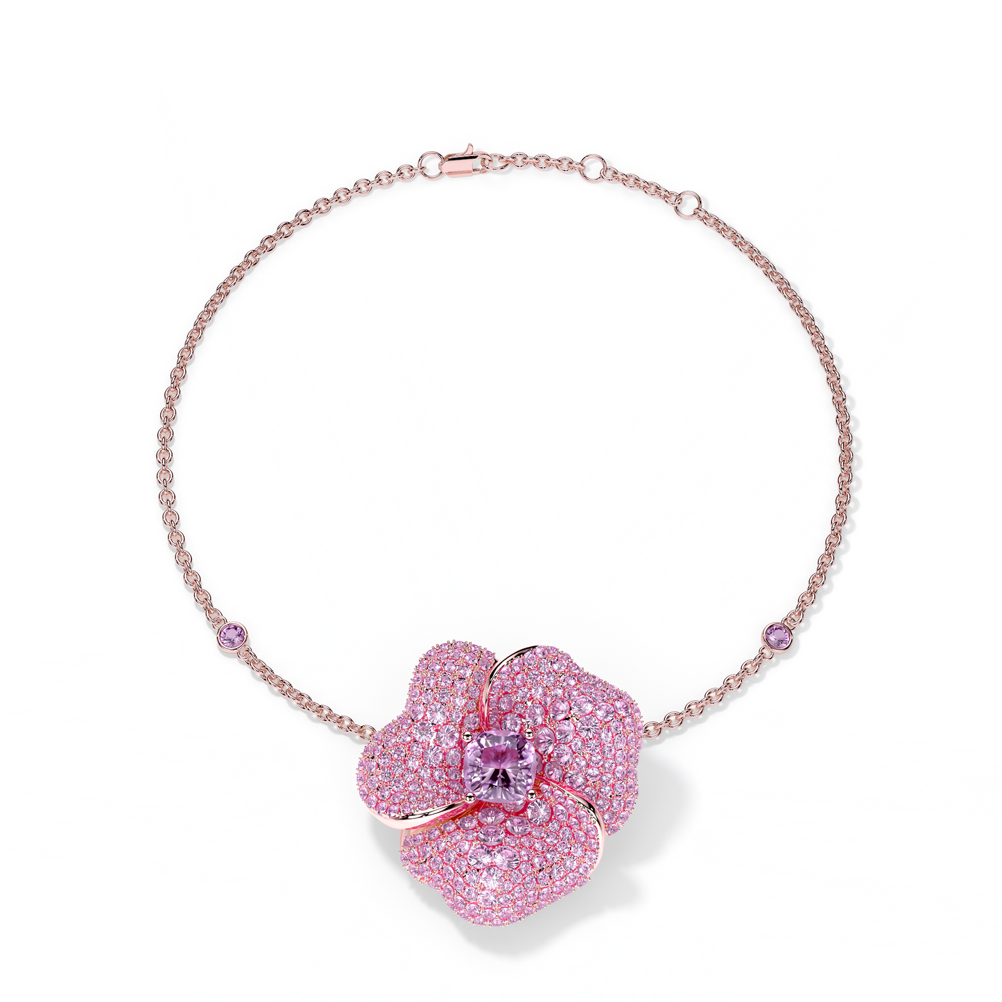 Bloom Large Flower Pink Gold Amethyst Ring