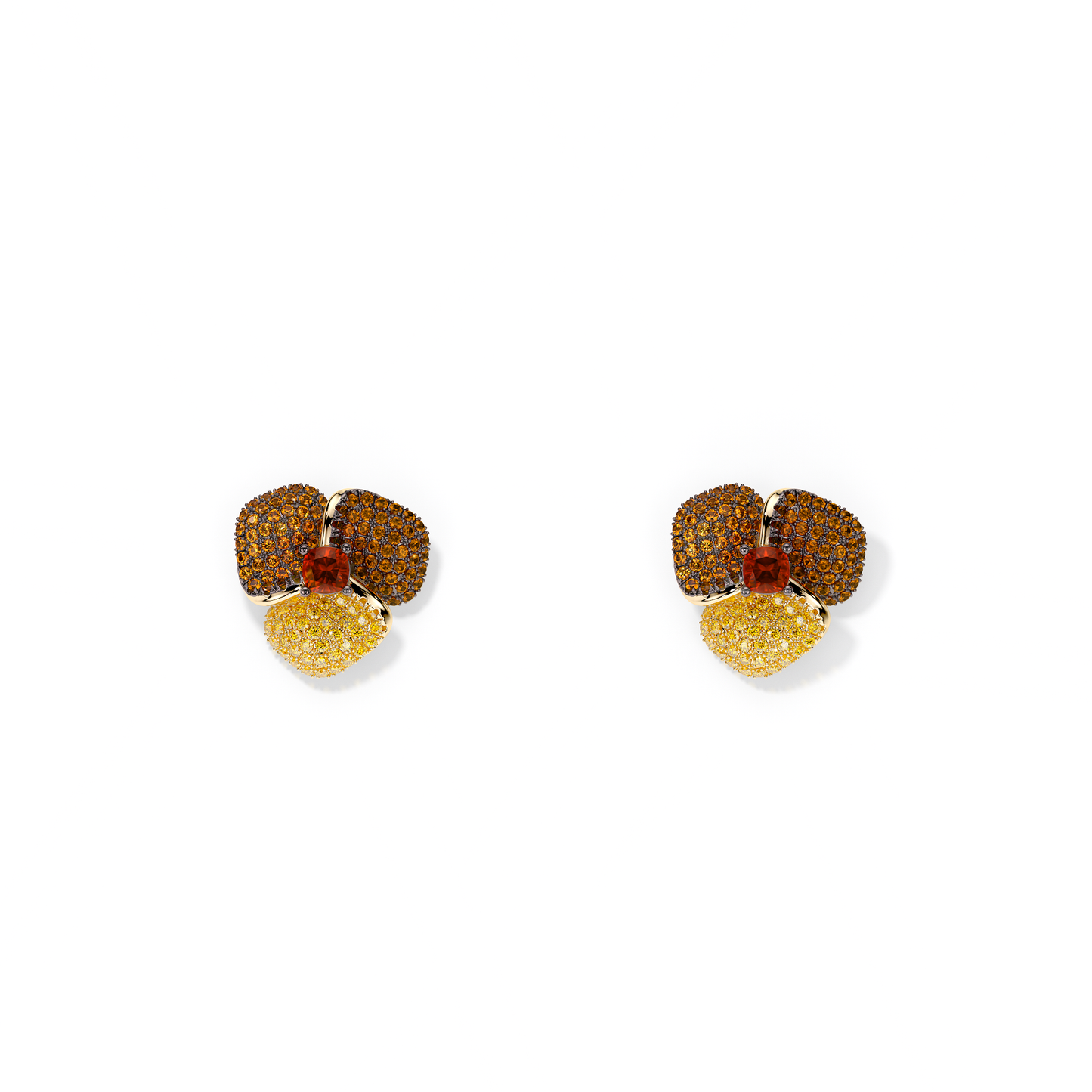 Bloom Small Yellow Gold earrings In Yellow, Orange And Red