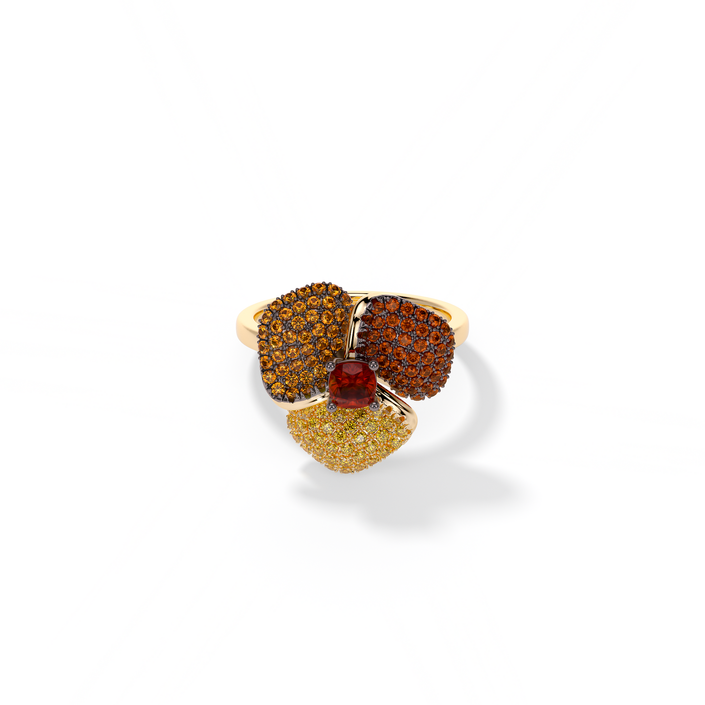 Bloom Small Yellow Gold ring In Yellow, Orange And Red