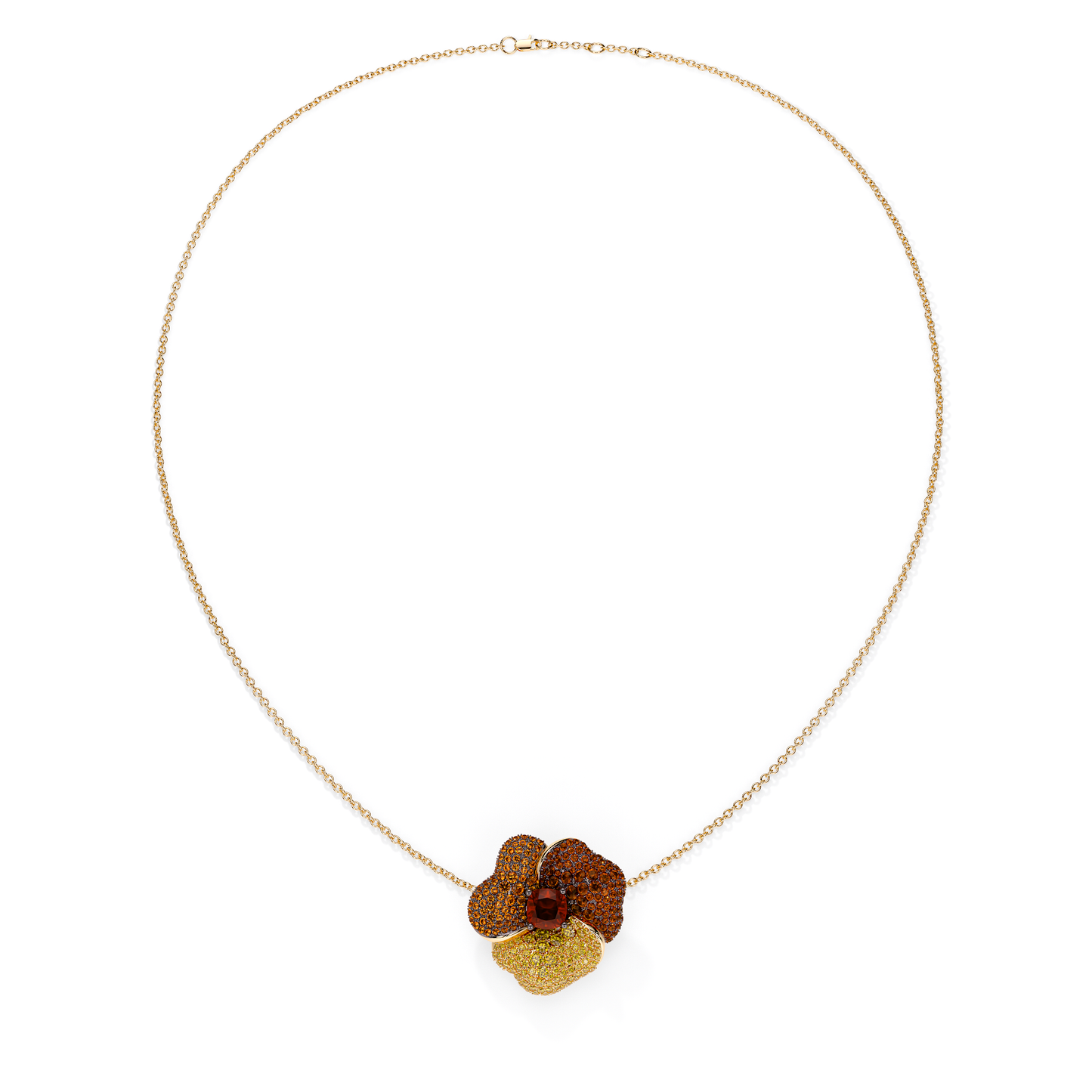 Bloom Large Yellow Gold necklace In Yellow, Orange And Red