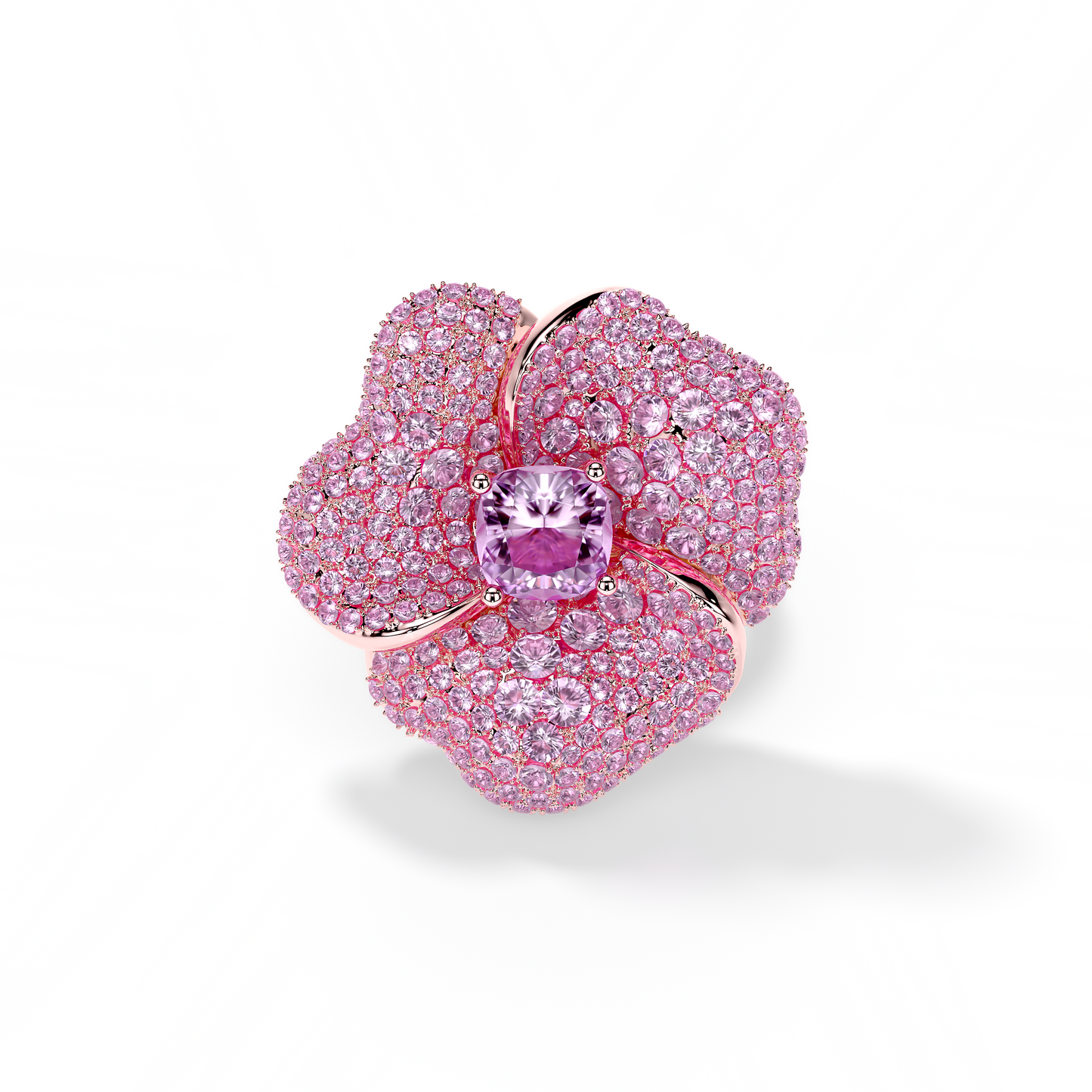 Bloom Large Pink Gold Amethyst Ring