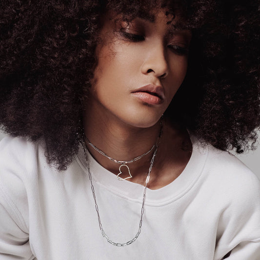 Bi-Colour Paperclip Chain Choker in Rose and White Gold