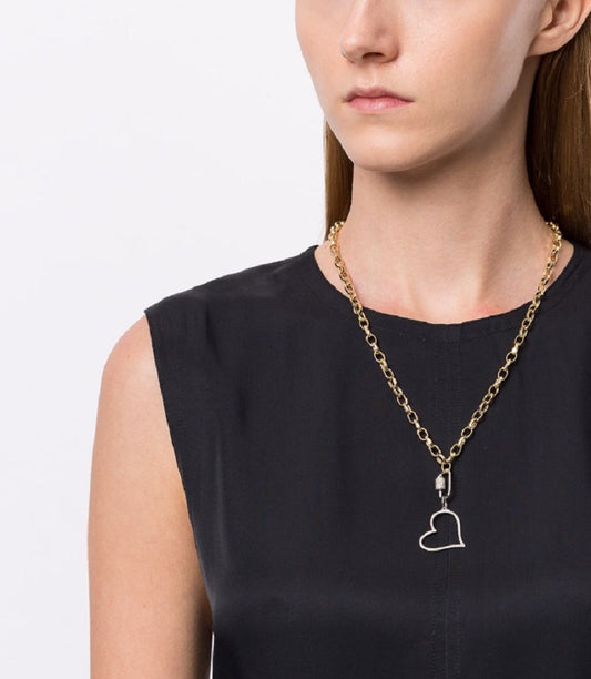 18K White Gold Pave Diamond Open Heart Pendant