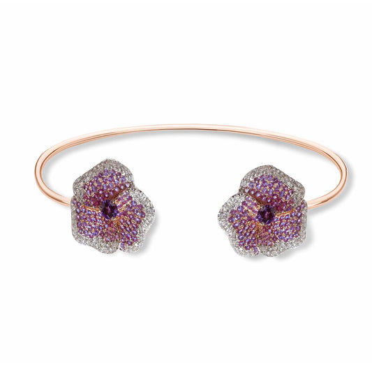 Bloom Medium Flower Amethyst Bangle in Rose Gold