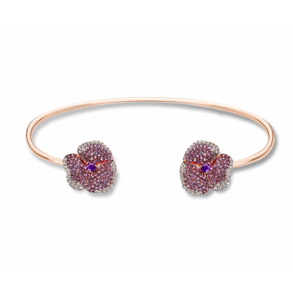 Bloom Small Flower Amethyst Bangle in Rose Gold