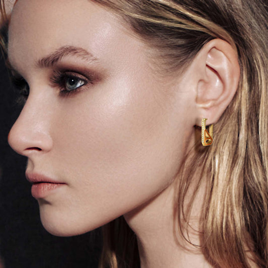 DNA Saffron Enamel Rectangle Single Earring