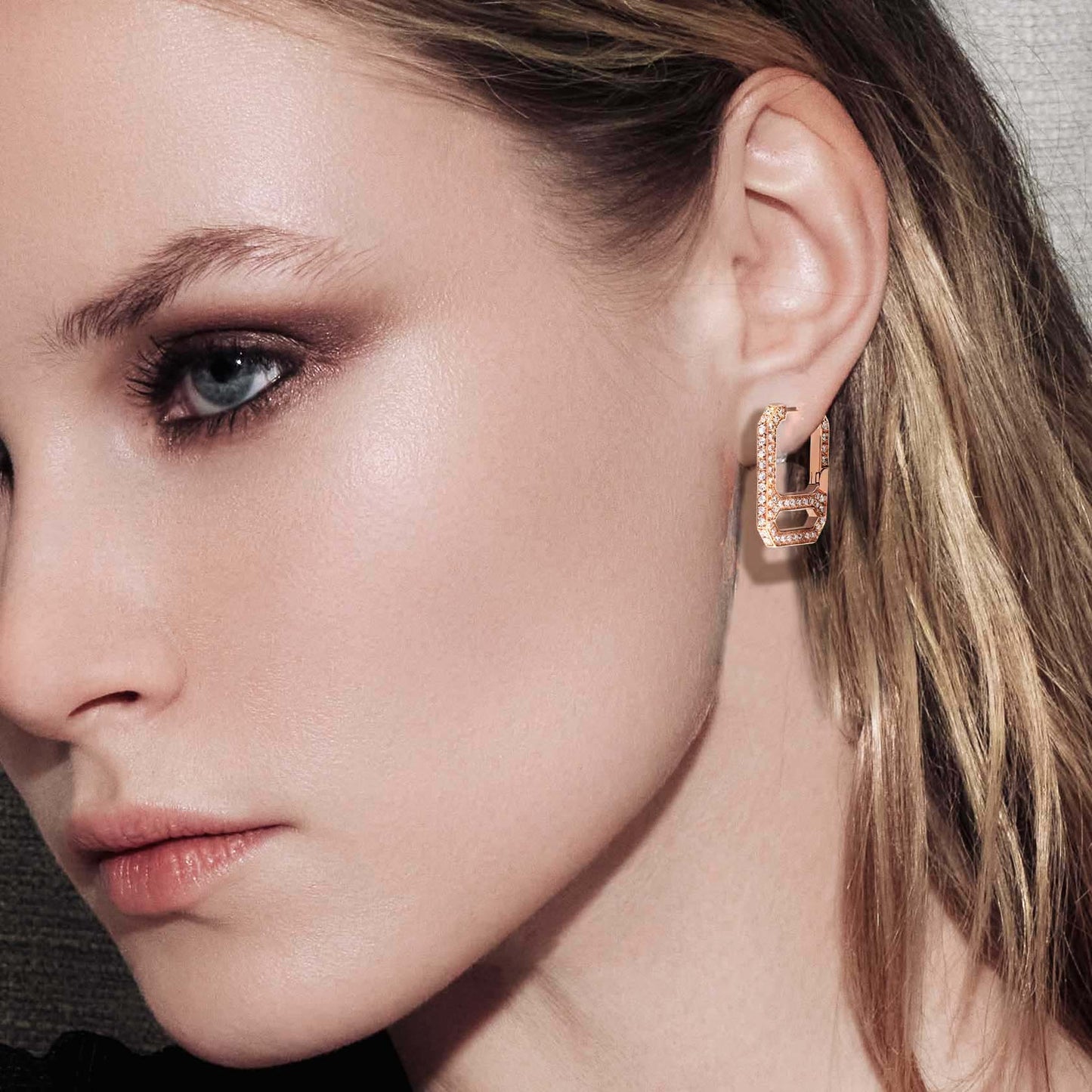 DNA Pave Single Earring in Rose Gold