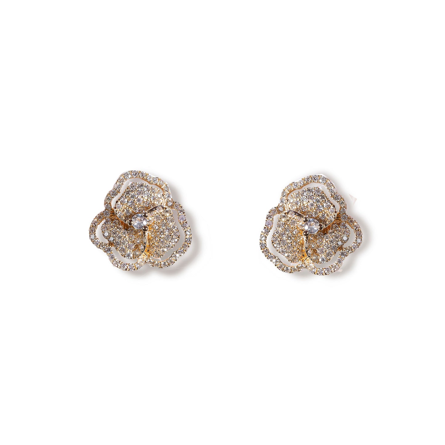 Bloom Mini Halo White Diamond Earrings