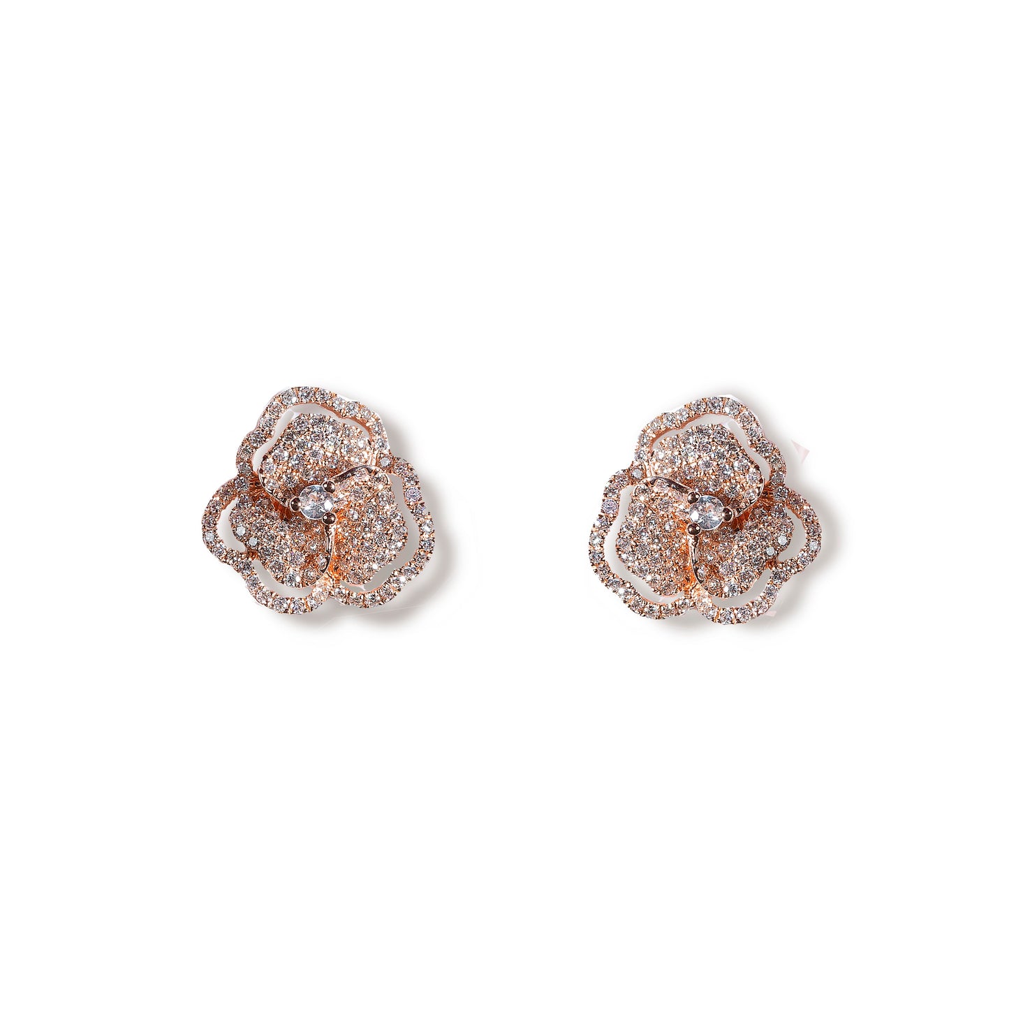 Bloom Mini Halo White Diamond Earrings