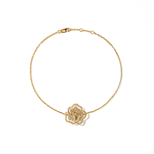 Bloom Mini Flower Halo White Diamond Bracelet