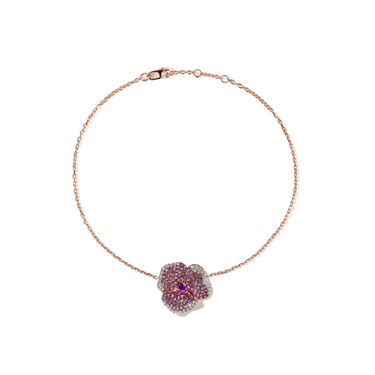 Bloom Small Flower Amethyst Bracelet in Rose Gold