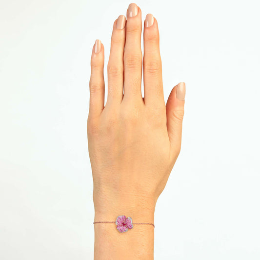 Bloom Small Flower Light Pink Sapphires Bracelet in Rose Gold