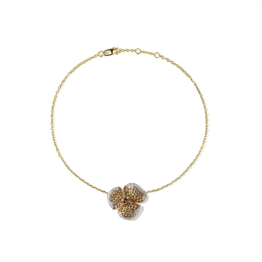 Bloom Small Flower Smoky Quartz Bracelet in Yellow Gold