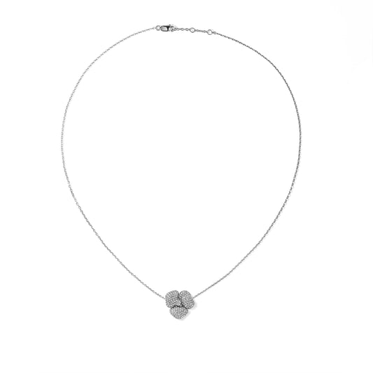 Bloom Small Flower White Diamond Necklace