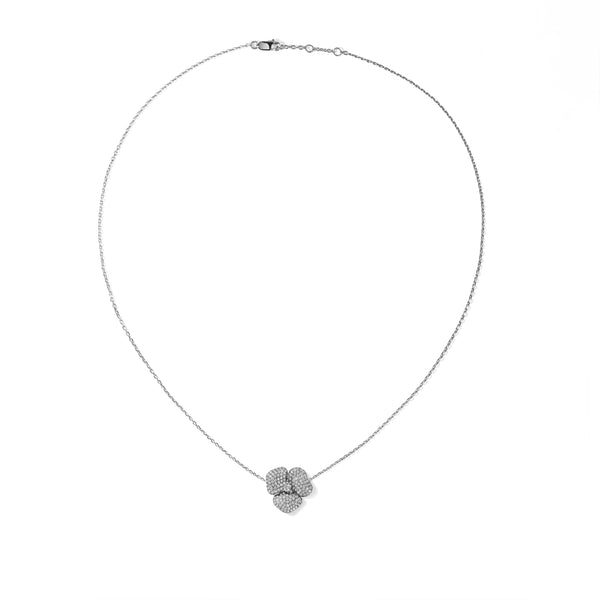 Bloom Small Flower White Diamond Necklace